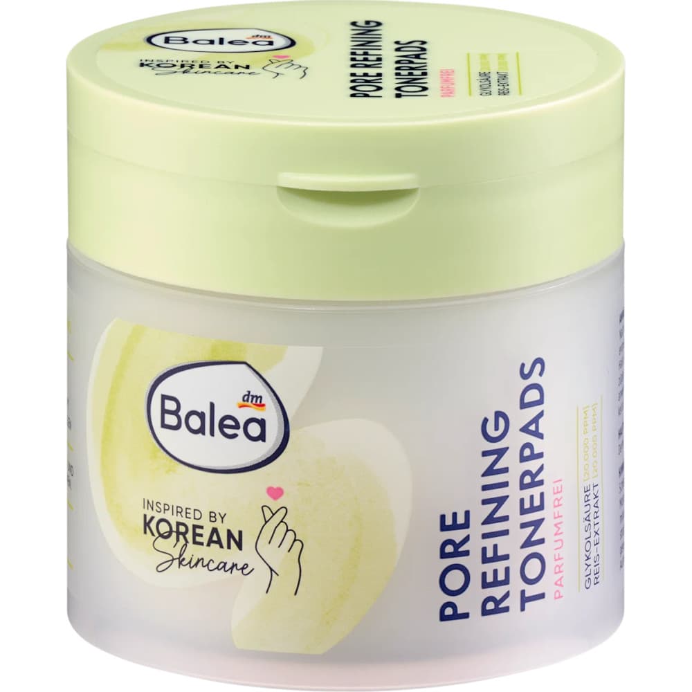 Jar of Balea Pore Refining Toner Pads from the Korean skincare inspired line